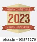 Vintage 2023 New Year Badge Vector Illustration. 93875279