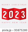 2023 Paper Fold Greeting Card Vector Illustration. 93875280