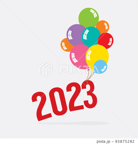 2023 With Balloon Bunch Celebrate Concept Vector Illustration. 2023 With Balloon Bunch Celebrate Concept Vector Illustration. 93875282