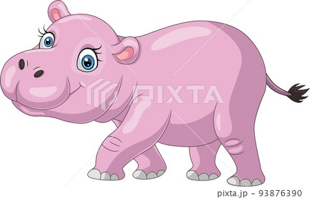 Cartoon funny hippo on white background 93876390