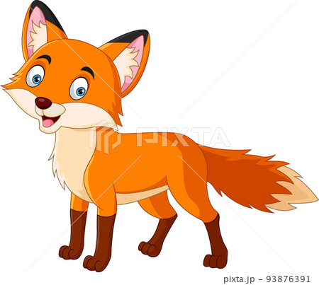 Cartoon cute little fox on white background 93876391
