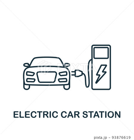Electric Car Station icon. Line simple line Car Service icon for templates, web design and infographics 93876619