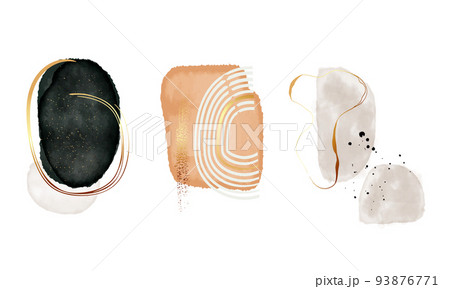 Minimalist abstract nature art shapes collection painting . Pastel color doodle bundle for fashion 93876771
