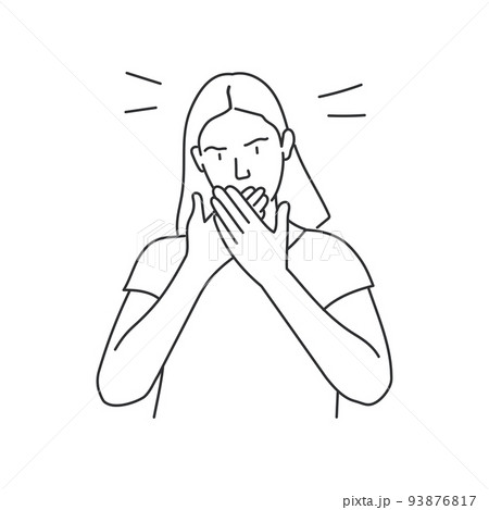 Woman closing her mouth. Woman closing her mouth. 93876817