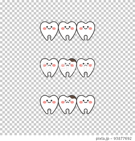 Illustration set of cute tooth characters 93877692