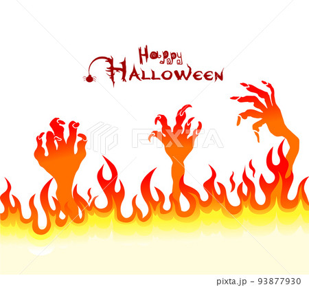 Happy Halloween. Burning flames and monster hands. Vector illustration Happy Halloween. Burning flames and monster hands. Vector illustration 93877930