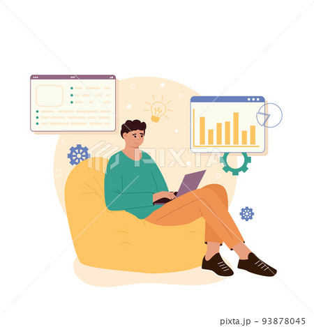 Content management system concept design or CMS concept design. Software development. Website architecture. Flat vector illustration 93878045