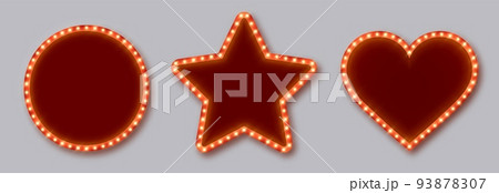 Marquee frames with red border, retro casino signboards with white background. 93878307