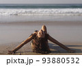 Sexy bikini beach vacation woman laying on the beach in freedom feeling, enjoying her summer vacation 93880532