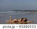 Sexy bikini beach vacation woman laying on the beach in freedom feeling, enjoying her summer vacation 93880533