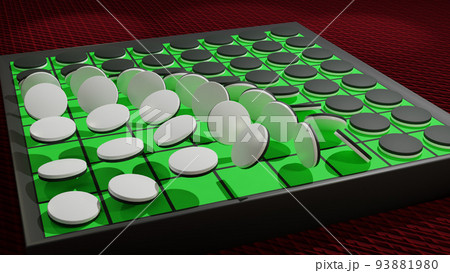 一つのオセロの白が全ての黒をひっくりかえす連鎖反応を起こすイメージ 93881980