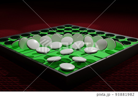 一つのオセロの白が全ての黒をひっくりかえす連鎖反応を起こすイメージ 93881982