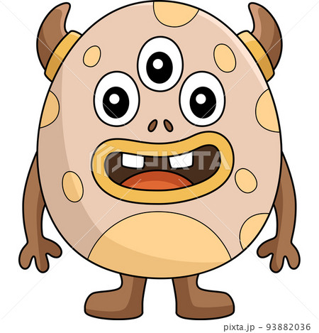 Three Eyed Monster Egg Cartoon Colored Clipart  93882036