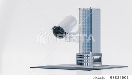 CCTV camera beside building. Scan the area for surveillance purpose. 93882601