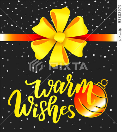 Warm Wishes Christmas Greeting Card with Ribbon Warm Wishes Christmas Greeting Card with Ribbon 93882679