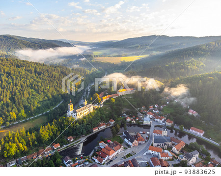 Rozmberk Castle and Vltava River from above Rozmberk Castle and Vltava River from above 93883625