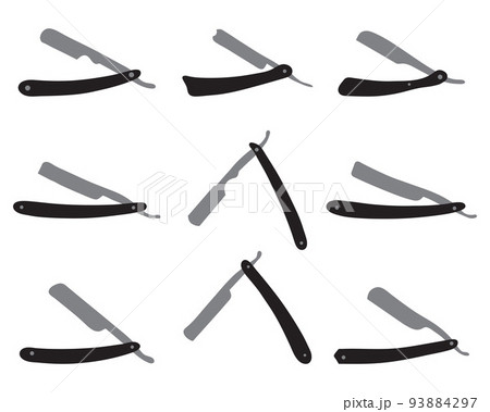 Silhouettes of razors on a white background Silhouettes of razors on a white background 93884297