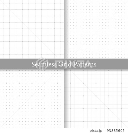シームレスなグリッドパターン、グレーの方眼用紙セット 93885605