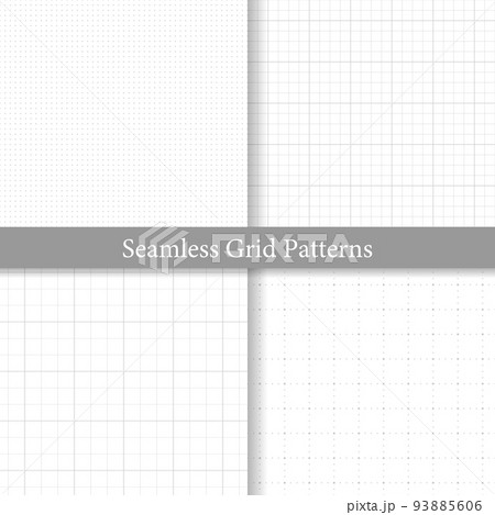 シームレスなグリッドパターン、グレーの方眼用紙セット 93885606
