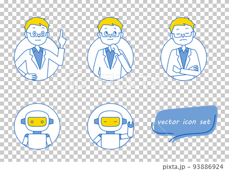 Teacher and robot icon illustration set (white background, vector, clipping) Teacher and robot icon illustration set (white background, vector, clipping) 93886924