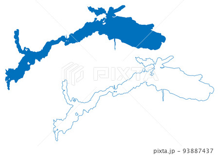 Lake General Carrera (South America, Argentine Republic, Argentina, Chile, Patagonia) map vector illustration, scribble sketch Lake Buenos Aires or Chelenko map 93887437