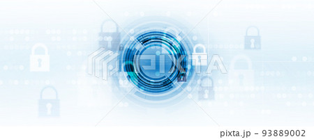 internet digital security technology concept for business background. Lock on circuit board 93889002