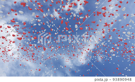 風船 バルーン ふうせん  ハート 愛 ラブ 空 スカイ オープニング イベント 3D イラスト 93890948