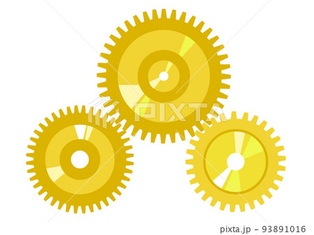 回転する3つの歯車　金色 93891016