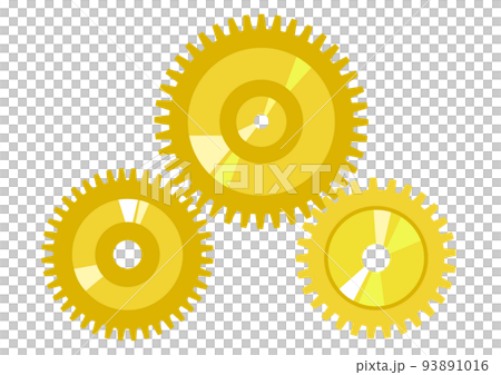 回転する3つの歯車　金色 93891016