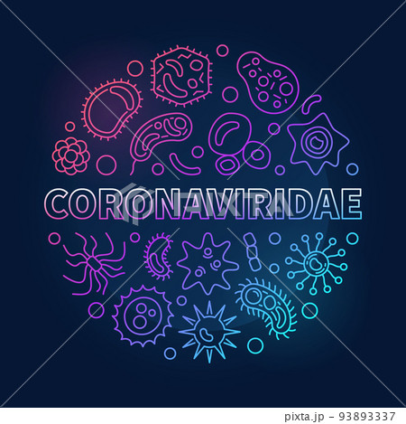 Coronaviridae vector concept outline colored round illustration Coronaviridae vector concept outline colored round illustration 93893337