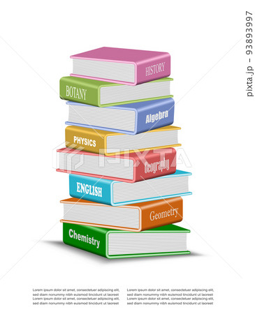 Vector illustration of stack of school text books	 93893997