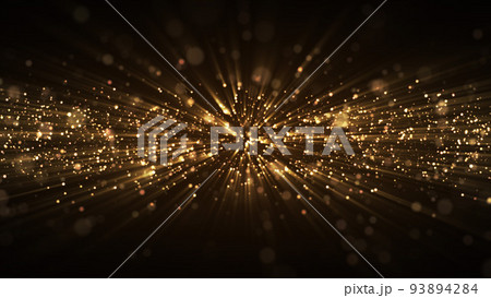 金のパーティクル、光線。キラキラ背景。 93894284