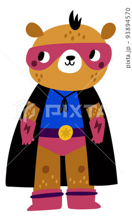 Funny bear kid in superhero costume. Animal in mask and cape 93894570