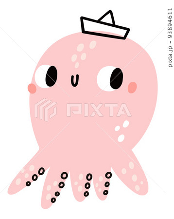 Cute baby octopus. Marine animal kid print Cute baby octopus. Marine animal kid print 93894611