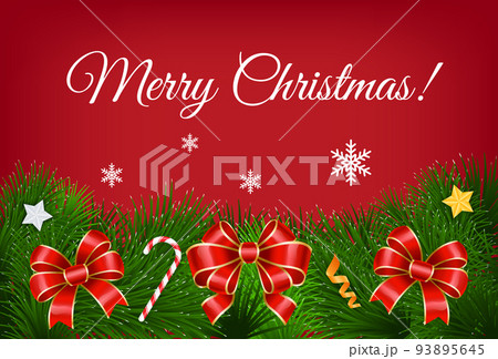 Winter Greeting Card with Fir and Snowflake Vector Winter Greeting Card with Fir and Snowflake Vector 93895645