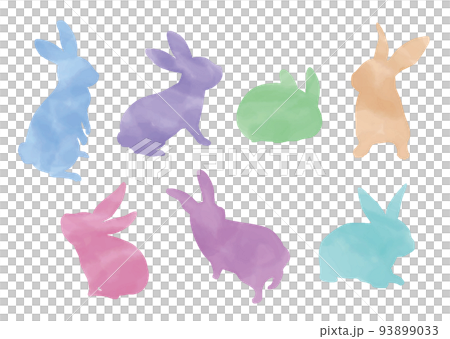 Rabbit silhouette, watercolor style, colorful 93899033