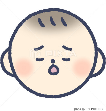 口を開けて目を閉じた悲しげな赤ちゃんの顔 口を開けて目を閉じた悲しげな赤ちゃんの顔 93901057