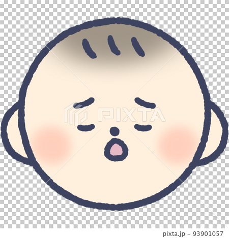 口を開けて目を閉じた悲しげな赤ちゃんの顔 口を開けて目を閉じた悲しげな赤ちゃんの顔 93901057