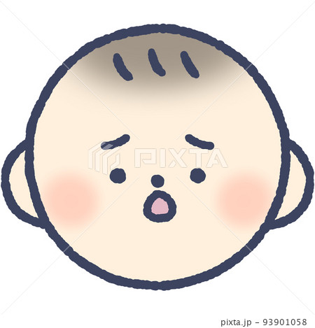口を開けた悲しげな赤ちゃんの顔 口を開けた悲しげな赤ちゃんの顔 93901058