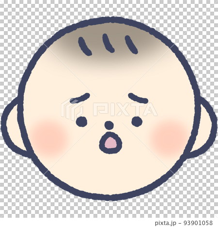口を開けた悲しげな赤ちゃんの顔 口を開けた悲しげな赤ちゃんの顔 93901058