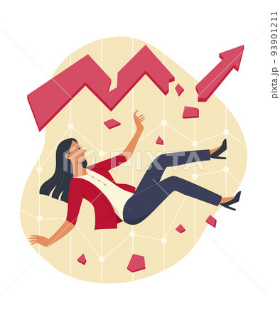 Businesswoman Falling Down from Broken Graph Chart Concept Illustration Businesswoman Falling Down from Broken Graph Chart Concept Illustration 93901211