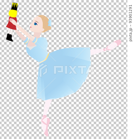 バレリーナのイラスト_バレエくるみ割り人形でクララを踊る女の子のイメージ バレリーナのイラスト_バレエくるみ割り人形でクララを踊る女の子のイメージ 93901291