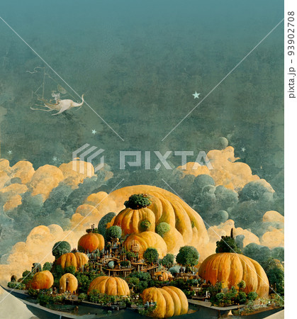 ハロウィンのカボチャの町並み ハロウィンのカボチャの町並み 93902708