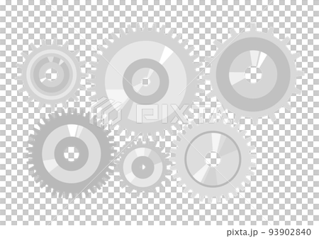 回転する6つの歯車 銀色 回転する6つの歯車 銀色 93902840
