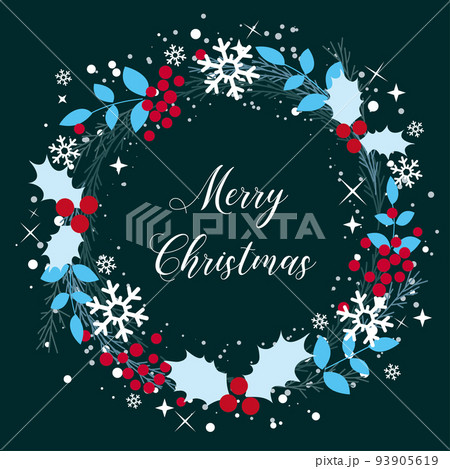 赤と青の落ち着いたクリスマスリース 93905619