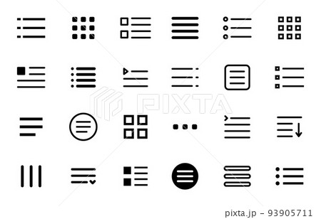 Hamburger menu icons, web and mobile navigation or app UI vector buttons. Hamburger or burger line drop list menu for website and applications drawer or more option expand bars in mobile app 93905711