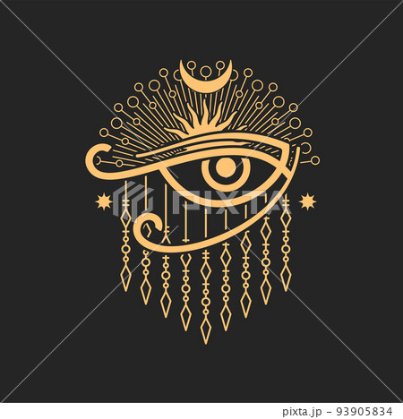 Wedjat, Eye of Horus, ancient Egyptian symbol of protection, royal power and good health. Eye of Ra, vector occult and esoteric magic symbol 93905834
