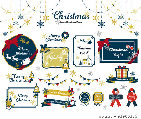 大人かわいいクリスマスアイコンベクターイラスト素材/プレゼント/サンタ/素材/ゴールド 大人かわいいクリスマスアイコンベクターイラスト素材/プレゼント/サンタ/素材/ゴールド 93906335