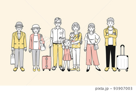春旅 旅行に行く人々 家族旅行 帰省 観光客 春休み イラスト 春旅 旅行に行く人々 家族旅行 帰省 観光客 春休み イラスト 93907003