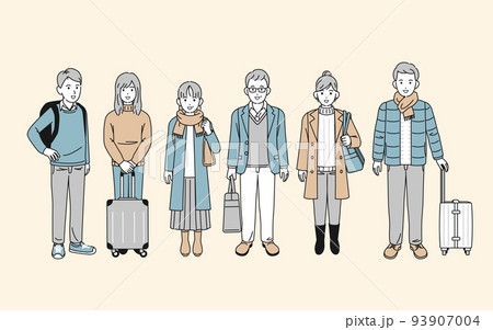 冬旅 秋旅 旅行に行く人々 帰省 観光客 冬休み イラスト 冬旅 秋旅 旅行に行く人々 帰省 観光客 冬休み イラスト 93907004